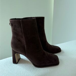 Sam Edelman Brown Heeled Boots with Suede Finish